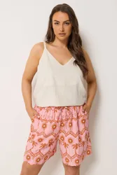 Textured Woven Shorts - Pink - Size: 14