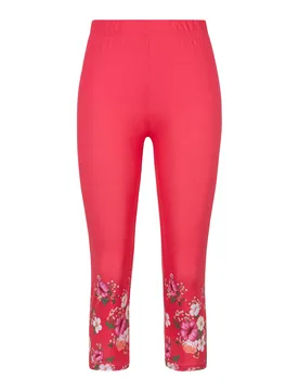 Capri-Leggings „Blütenzauber“ rot L Damen - wedolina - FashionsVida