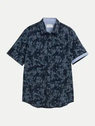 Kurzarmhemd Gemustert Blau M
