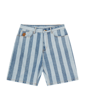 Astro Striped Denim Shorts - Light Wash