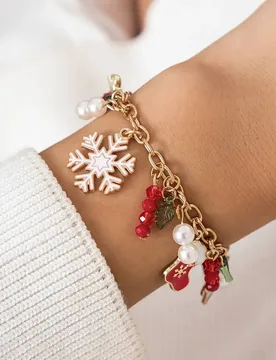 SHIXIN 2026 Fashion Christmas Snowflake Pendant Bracelet Women New Year Imitation Pearl Red Crystal Beads Chain Charm Bracelets - Aliexpress - FashionsVida