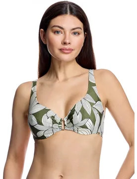 Top de bikini de mujer con escote redondo y anilla central - Ory - FashionsVida
