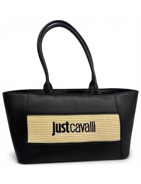 Borsa a mano JC Block Straw Donna Nero in Paglia e Similpelle - Just cavalli - FashionsVida