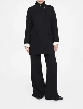 Cappotto Liu Jo Jeans nero in misto lana con tasche a patta - Liujo - FashionsVida