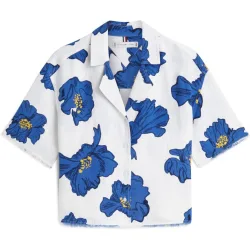 Camisa de mujer estampada en mezcla de lino y viscosa