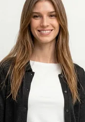 Leichte Langarm Jacke in Leinen-Optik female Schwarz