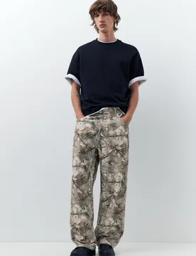Printed Trousers With Pockets (Size: ) - Pull&bear - FashionsVida