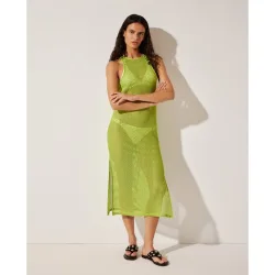 Vestido largo de redecilla de mujer