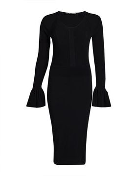 Midi-Kleid Damen Schwarz L,M,S,XL,XS Damen