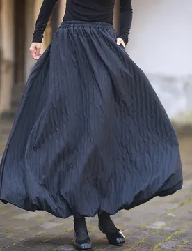 Tiyihailey Women's A-line Maxi Skirt With Pockets Elastic Waist Black White Long, Maxi Autumn Winter Fleece 2025 New - Aliexpress - FashionsVida