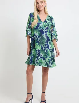 Women's Petite Floral Print Ruffle Shift Dress in Navy Size: 10 - Navy - Size: 10 - Wallis - FashionsVida