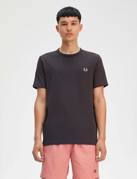 T-shirt mezza manica grigio antracite tinta unita - Fred perry - FashionsVida
