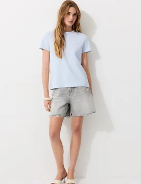 Basic-T-Shirt Regular-Fit weicher Griff Himmelblau L - Stradivarius - FashionsVida