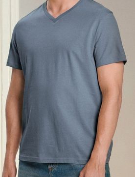 T-shirt basic con scollo a V - grey blue