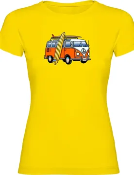 T-shirt à Manches Courtes Hippie Van Surf Yellow S
