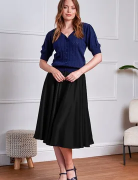 Rockabilly Rock knielang - Legacy circular panel skirt - XS bis 4XL - für Damen - Größe XXL - schwarz - Frauen - female - Banned Alternative - FashionsVida