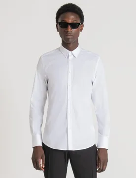 Camicia bianca in popeline di cotone stretch super slim-fit - Antony Morato - FashionsVida