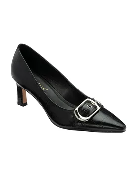 Women's Black Croc-Print 'Lystra' Pointed-Toe Shoes Size: 8 - Black - Size: 8 - Lotus - FashionsVida
