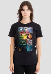 Women's Encanto Movie Poster T-Shirt, Black Size: Small - Black - Size: S