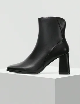 Botas de tobillo de tacón alto con cremallera lateral de unicolor simple para mujer, zapatos de primavera para Año Nuevo, vacaciones, primavera, Pas - Shein - FashionsVida