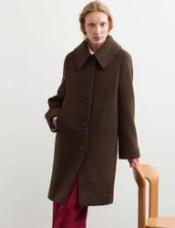 Pure Wool Textured Car Coat Brown female