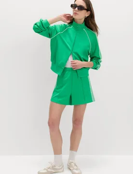 Cotton Rich Side Stripe Shorts Bright Green female - M&S - FashionsVida