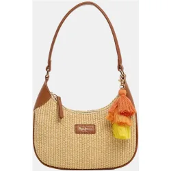 Bolso media luna Trish, cierre con cremallera, asa corta y logotipo en el frente