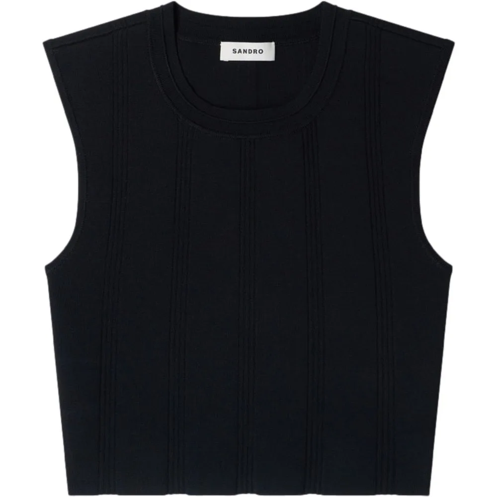 Top de mujer corto acanalado entallado - sandro - FashionsVida