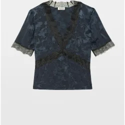 Zadig & Voltaire - Top lencero de mujer 100% seda de manga corta