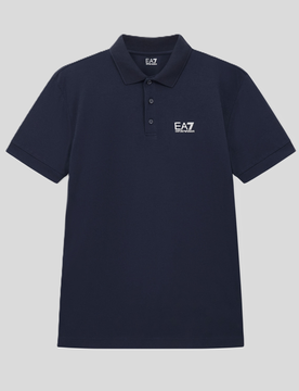 EA7 polo con logo petto uomo blu