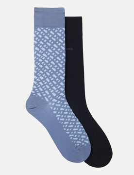Er-Pack Socken mit Monogramm Blau 39-42