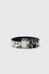 Herren Schlangenschnallen-Tarnmuster-Gürtel Camo Größe XL