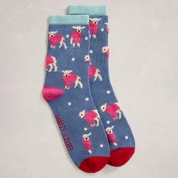 Fluffy Organic Ankle Socks - Dark Blue