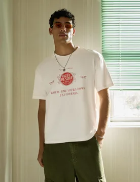 T-Shirt Relaxed Fit Imprimé M Rose - Bershka - FashionsVida