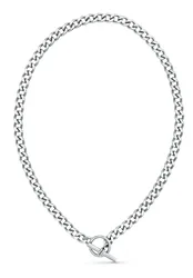 LUXE Flat Curb T-Bar Necklace - Silver