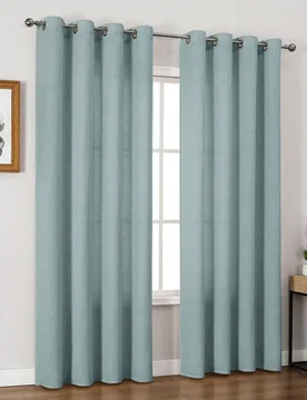 Pieza/2 piezas Juego de cortinas con textura de lino sintético, adecuadas para sala de estar y dormitorio, cortinas rústicas de arpillera tejida sem - Shein - FashionsVida