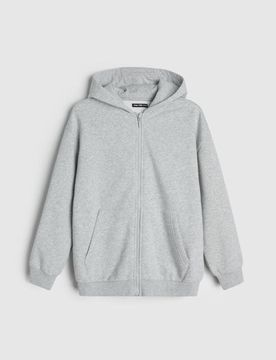 Felpa oversize con cappuccio e zip - grigio chiaro