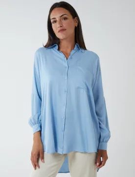 Oversized Shirt - S/M / BLUE - female - Blue Vanilla - FashionsVida