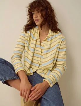 Crew Neck Striped Cardigan Yellow Mix female - Monsoon - FashionsVida