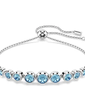 Braccialetto Imber, Tagli arrotondati misti, Blu, Placcato rodio OS - Swarovski - FashionsVida