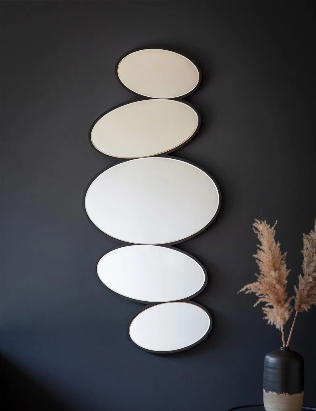 Anderson Pebble Stack Extra Large Wall Mirror Black - Gallery Direct - FashionsVida