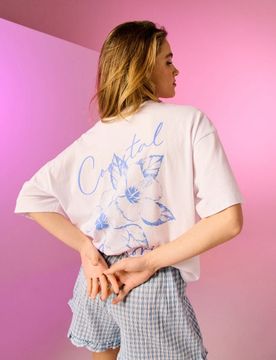T-shirt in cotone con stampa sul retro - bianco