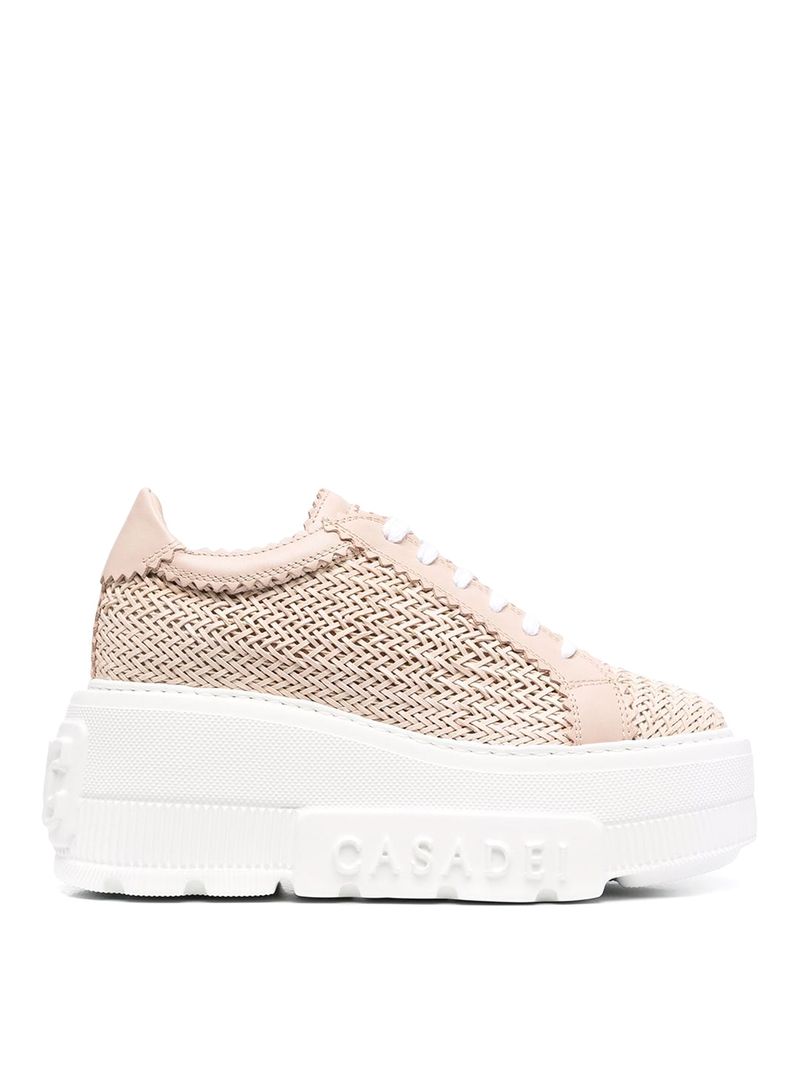 Sneakers in pelle con dettagli intrecciati