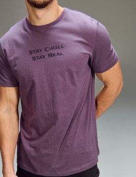 T-shirt in cotone con scritta - viola