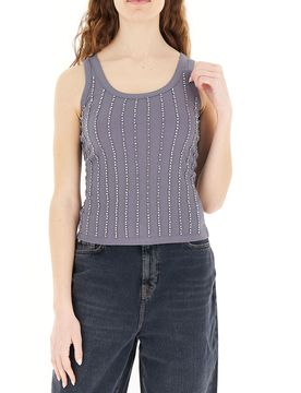 Pinko Canotta con strass PIOMBO L