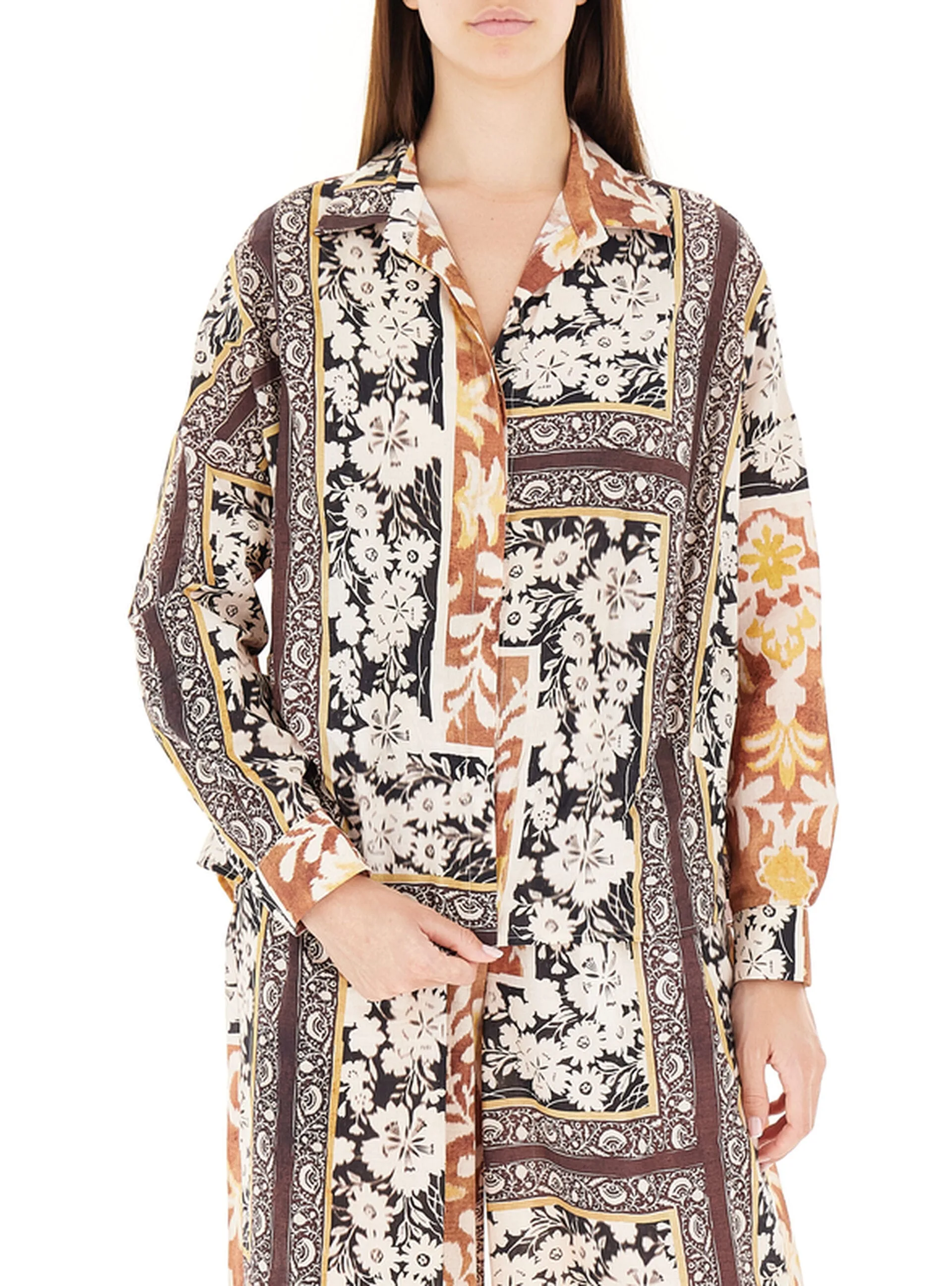 Camicia in cotone MARRONE UNI - VICOLO - FashionsVida