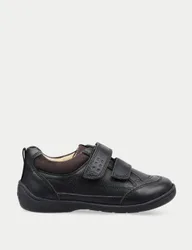 Kids' Leather Riptape Schoolwear Shoes (3 Small - 10.5 Small) Black male