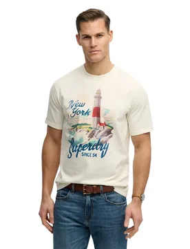 T-shirt à Manches Courtes Maritime Loose Fit Winter White XL - Superdry - FashionsVida