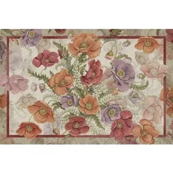 Tappeto Poppy sabbia a fantasia paveri viola bordeax e arancione 52x80