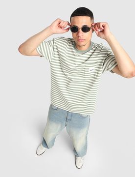 Wells Stripe Pocket T-Shirt - Herren, Braun - male - Size: XS
